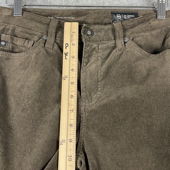 AG Adriano Goldschmied Mari Corduroy Pant Womens 27 Brown Mid Rise Slim Straight - Picture 10 of 16